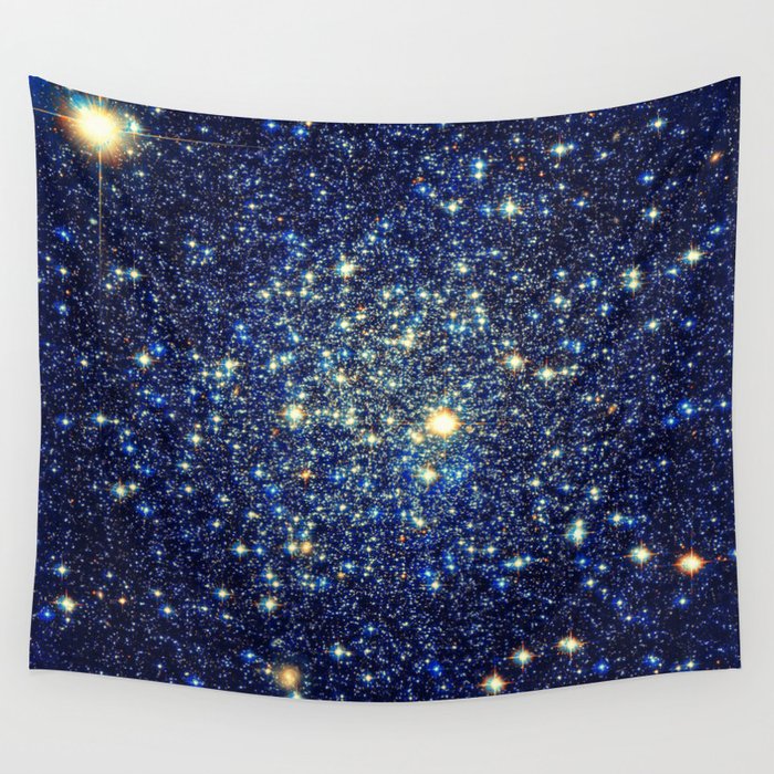 galaxY Stars : Midnight Blue & Gold Wall Tapestry