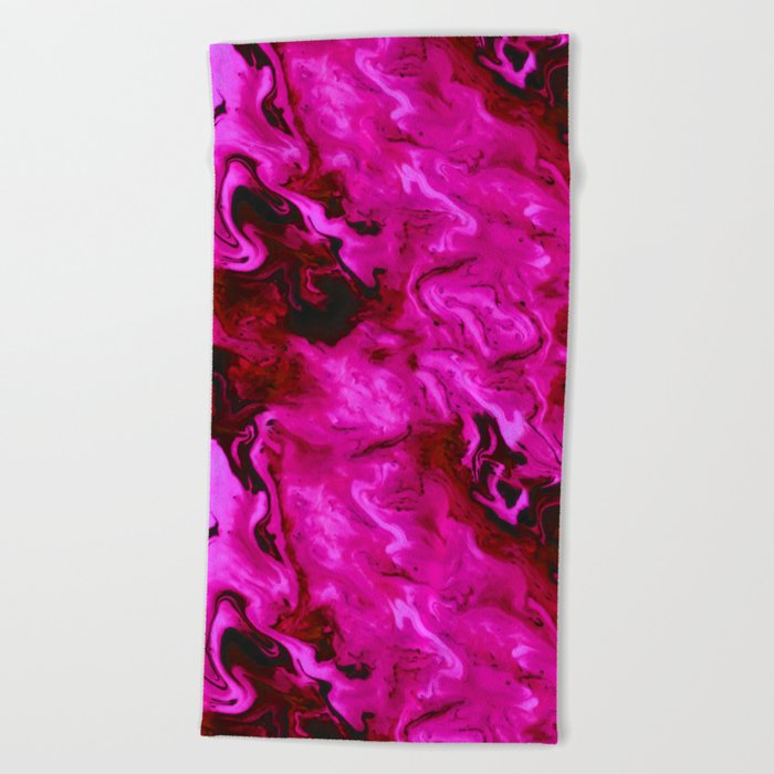 Pink Swirls Abstract Painting Beach Towel