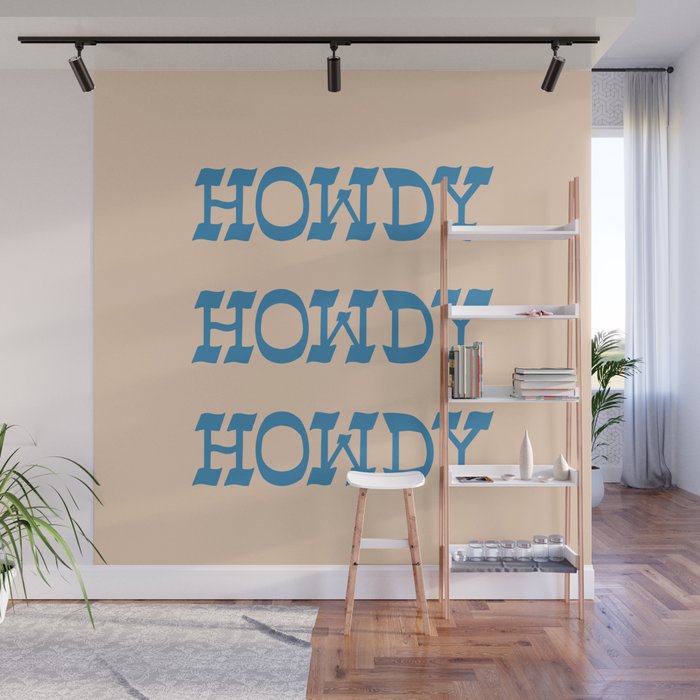 Howdy Howdy!  Blue and White Wall Mural