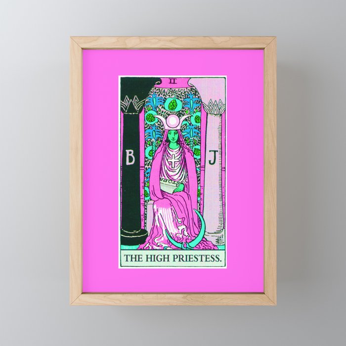 2. The High Priestess- Neon Dreams Tarot Framed Mini Art Print