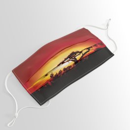 Blood Red Sunrise African Serengeti color photography / photographs Face Mask