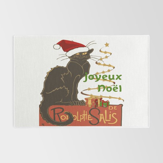 Joyeux Noel Le Chat Noir Christmas Parody Rug By Taiche Society6
