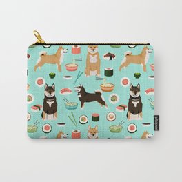 Shiba Inu noodles pho food cute dog art sushi dogs pet portrait pattern Carry-All Pouch