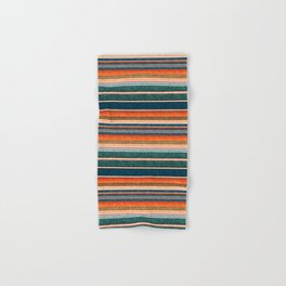 serape southwest stripe - orange & dark teal Hand & Bath Towel