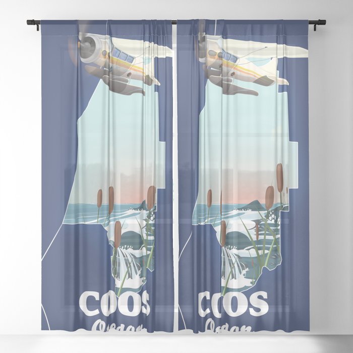  Coos Oregon Travel map Sheer Curtain