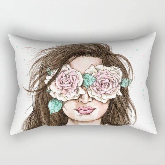white roses in their eyes (female version) Rectangular Pillow