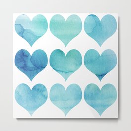 Vintage Light Blue Heart Metal Print