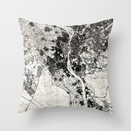 Black&White Giza (Egypt) Map Throw Pillow