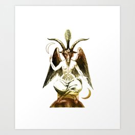 Golden Baphomet Goat with Satanic symbols Art Print