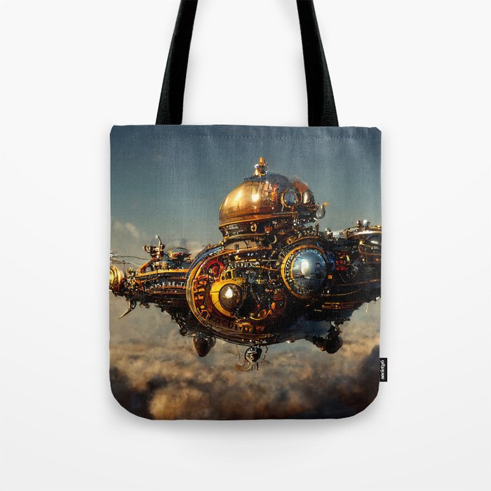 Steampunk Spaceship Tote Bag