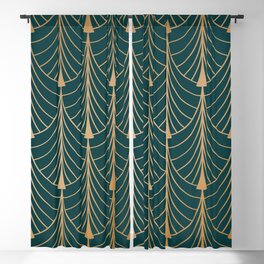 Hidden Sapphire Golden Pattern Background Blackout Curtain