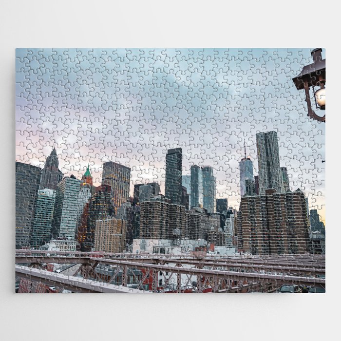 New York City Skyline | Night Photography from the Brooklyn Bridge Jigsaw Puzzle