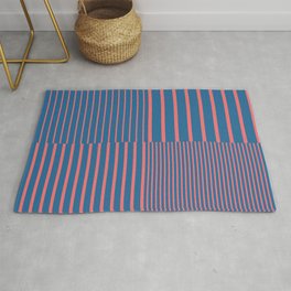 Stripes Pattern and Lines 7 in Coral Blue Area & Throw Rug