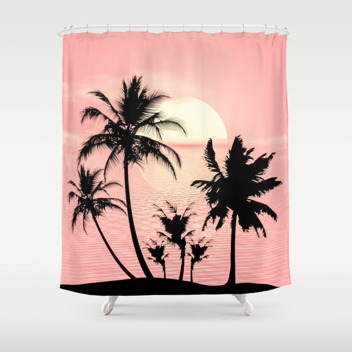 Tropical Summer Sunset Shower Curtain