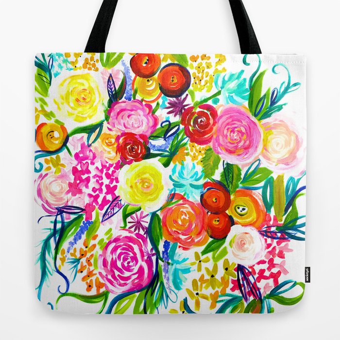 Flowers Canvas Painted Bag ⋆ All Things B.A. Art FUNctional Art