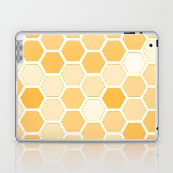 Honeycomb seamless pattern. Bee hive mosaic background of hexagon shapes. Laptop & iPad Skin