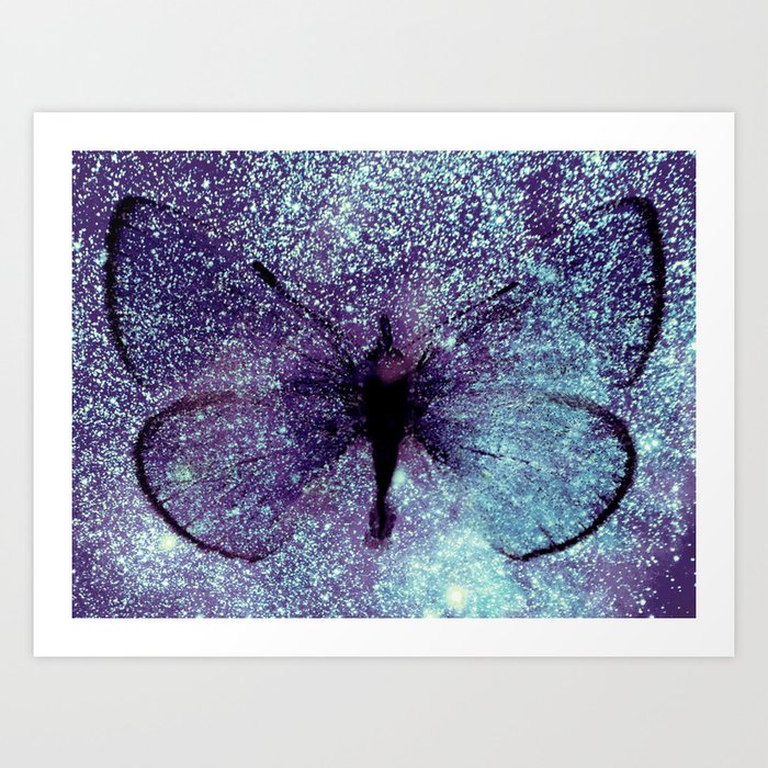 Celestial Butterfly Ultraviolet Aqua Art Print