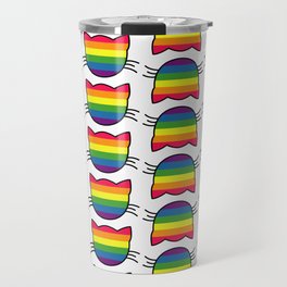 LGBT Rainbow Flag Kitty Cat Pattern Travel Mug