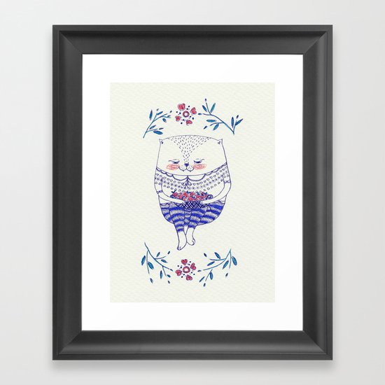 strawberry cat Framed Art Print