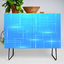 Abstract Rectangles in Shiny Blue. Credenza