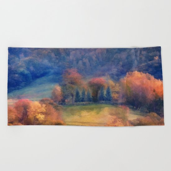 Fall landscape Beach Towel