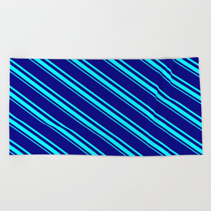 Blue & Aqua Colored Pattern of Stripes Beach Towel