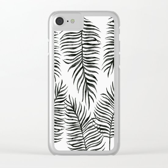 Black Fern Pattern Clear iPhone Case
