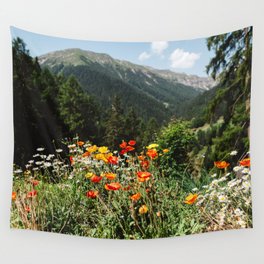 Mountain garden in Switzerland mountains Wall Tapestry