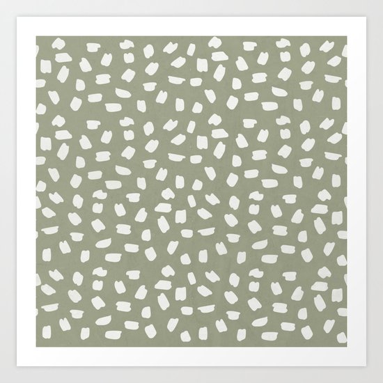 Simply Ink Splotch Lunar Gray on Green Tea Art Print