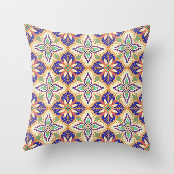 Colorful mediterranean tile Throw Pillow