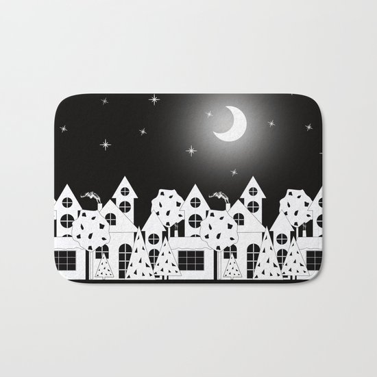 Fabulous houses, trees against the night sky. Bath Mat