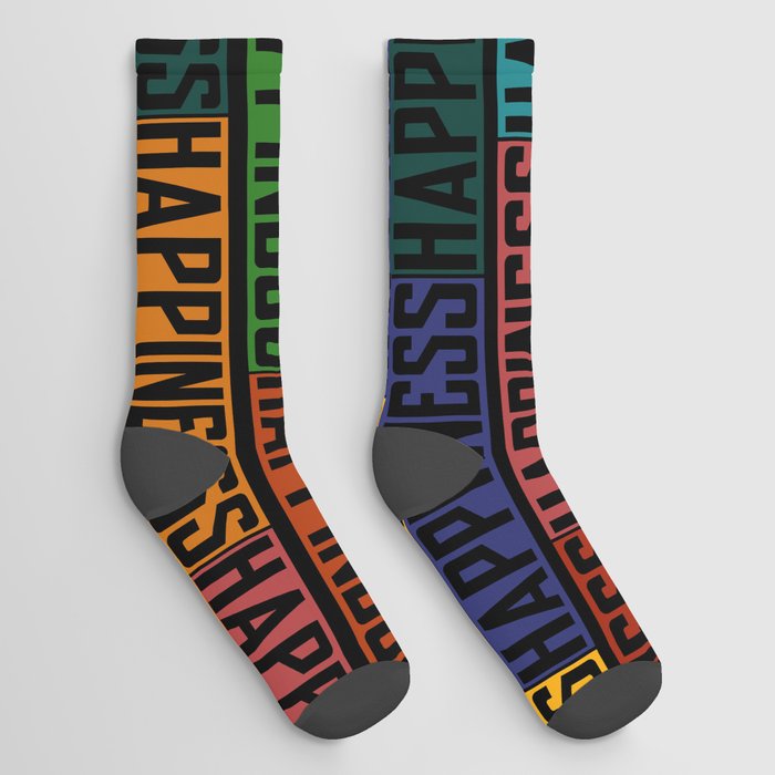Happiness Colorful dark Socks