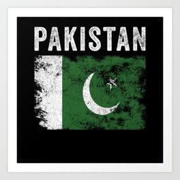 Pakistan Flag Distressed Pakistani Flag Art Print
