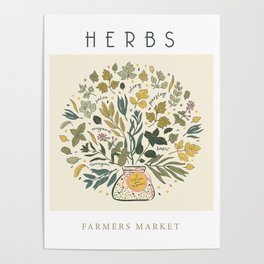 Farmers Market Herbs Poster