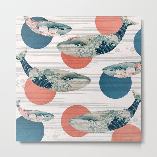 Whales and Polka Dots Metal Print