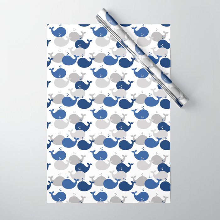 Nautical Navy Blue Chevron Baby Boy Nursery Wrapping Paper by decampstudios