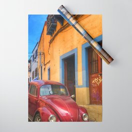 Mexico Photography - Car Parked In A Narrow Mexican Street Wrapping Paper