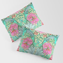  Modern William Morris Blue Pink Flower Blossom Pattern Pillow Sham