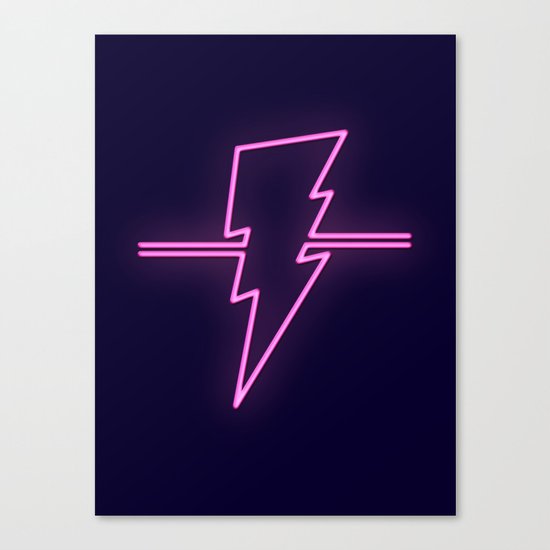 Rad Pink Neon Lightning Canvas Print