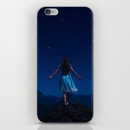 All the world is yours; female on mountaintop overlooking infinity and the world color photograph - photography - photographs iPhone Skin
