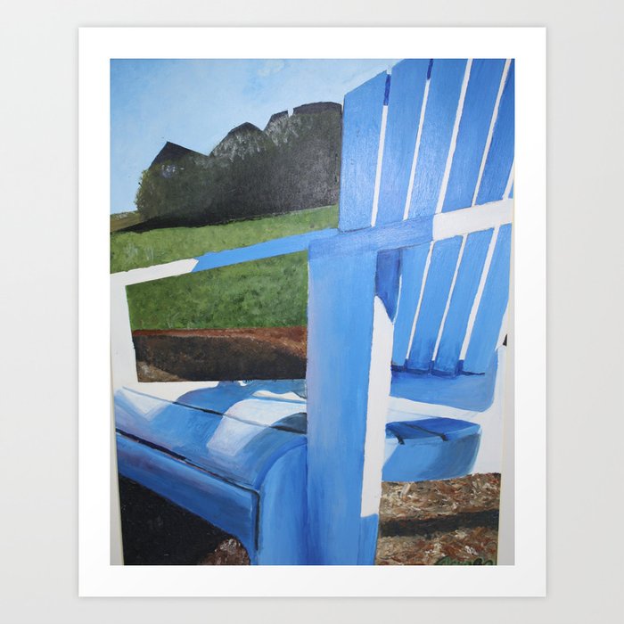 paintings of adirondack chairs on the beach