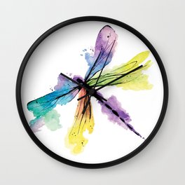 Watercolor Magical Dragonfly  Wall Clock | Garden, Butterfly, Summer, Colors, Nature, Magical, Painting, Dragonfly, Aquarelle, Spring 