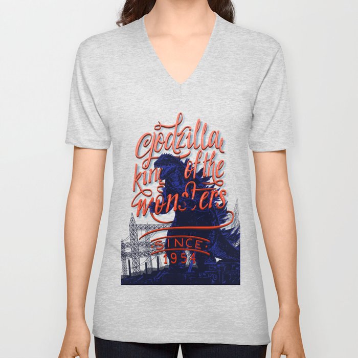 Godzilla 50th anniversary V Neck T Shirt