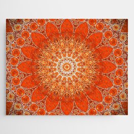 Detailed Orange Boho Mandala Jigsaw Puzzle | Beddingpillows, Furniturebenches, Fabric, Placemats, Graphicdesign, Mandala, Bathmats, Playful, Bohemian, Bathmatstowels 