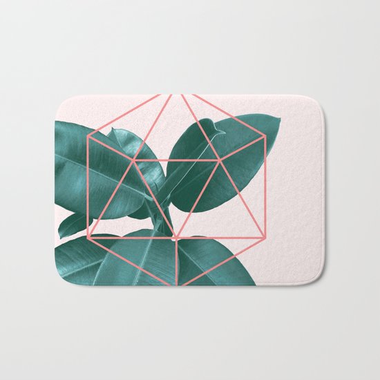 Geometric greenery II Bath Mat