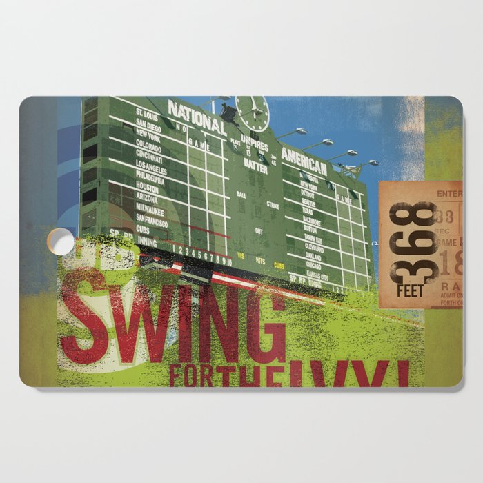 Wrigley field baseball chicago swing for the ivy sports art  Cutting Board