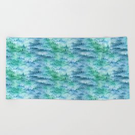 Watercolor Foggy Forest Beach Towel