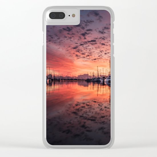 sailboats at sunrise Clear iPhone Case