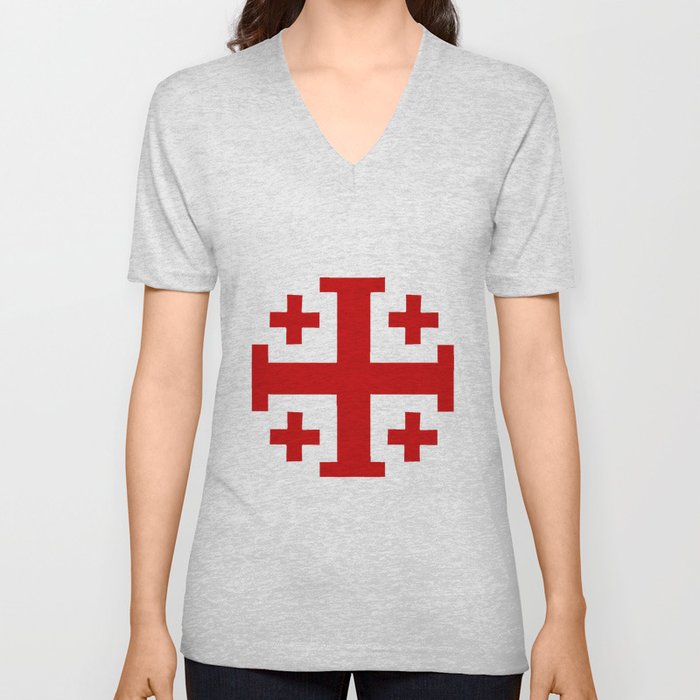 Jerusalem Cross 8 V Neck T Shirt