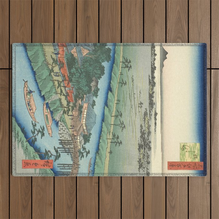 Utagawa Hiroshige - Yanagishima Island At Dusk - Vintage Japanese Woodblock Print Art 1850's Outdoor Rug
